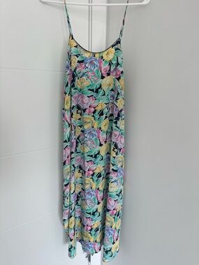 Rare 80s Vintage Christian Dior Floral Maxi Slip Designer Dress
